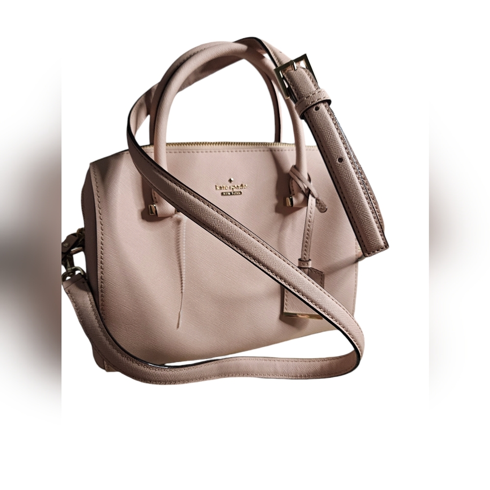 NWOT Kate Spade Blush Pink Crosshatch Leather Satchel Handbag w/ Crossbody Strap - Picture 10 of 16